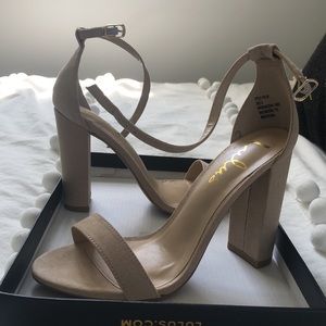 Taylor Natural Suede Ankle Strap Heels